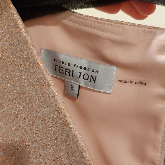 *NWT* Rickie Freeman for Teri Jon Metallic Rose GoldGown - Picture 4 of 8